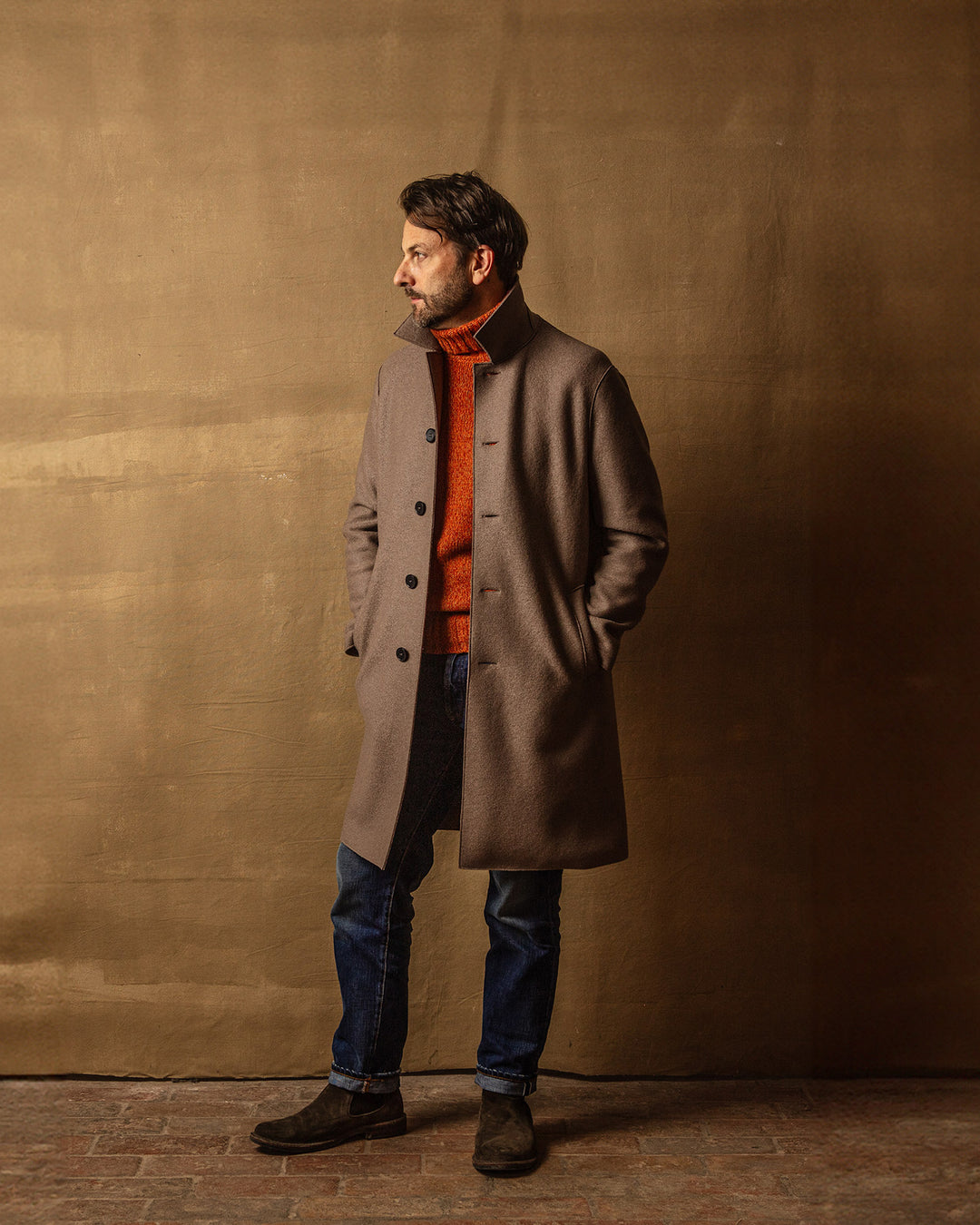 Mac Coat in Taupe Pressed Wool