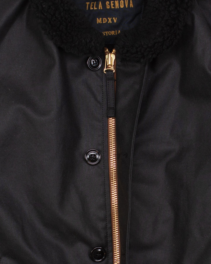 Diamante Black Waxed Deck Jacket #1617