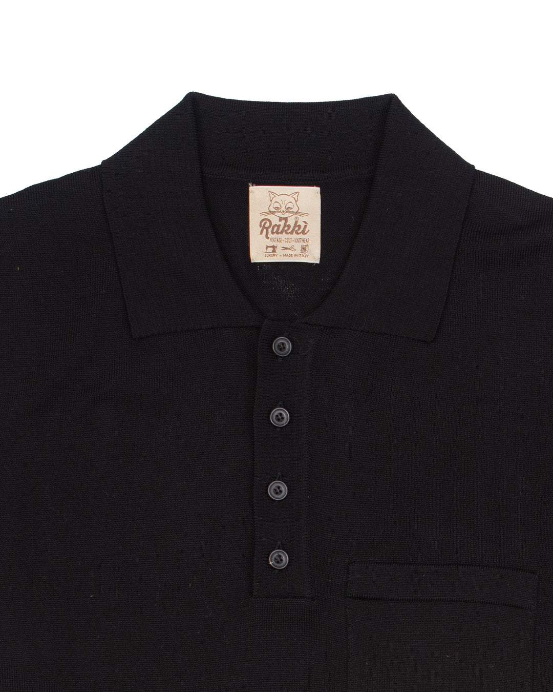 The JFK Buttoned Pocket Polo in Black