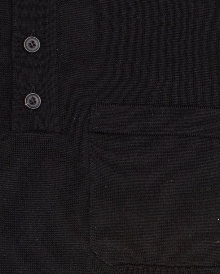 The JFK Buttoned Pocket Polo in Black