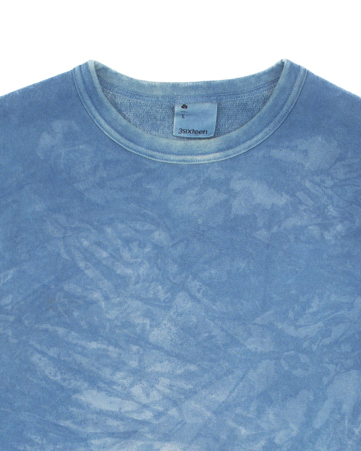 French Terry Crewneck in Natural Indigo Crumple Dye #1573