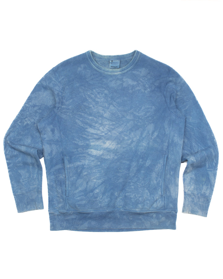 French Terry Crewneck in Natural Indigo Crumple Dye #1573