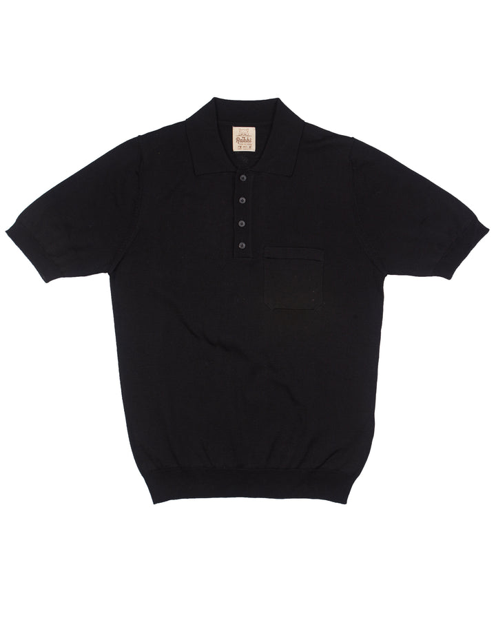 The JFK Buttoned Pocket Polo in Black
