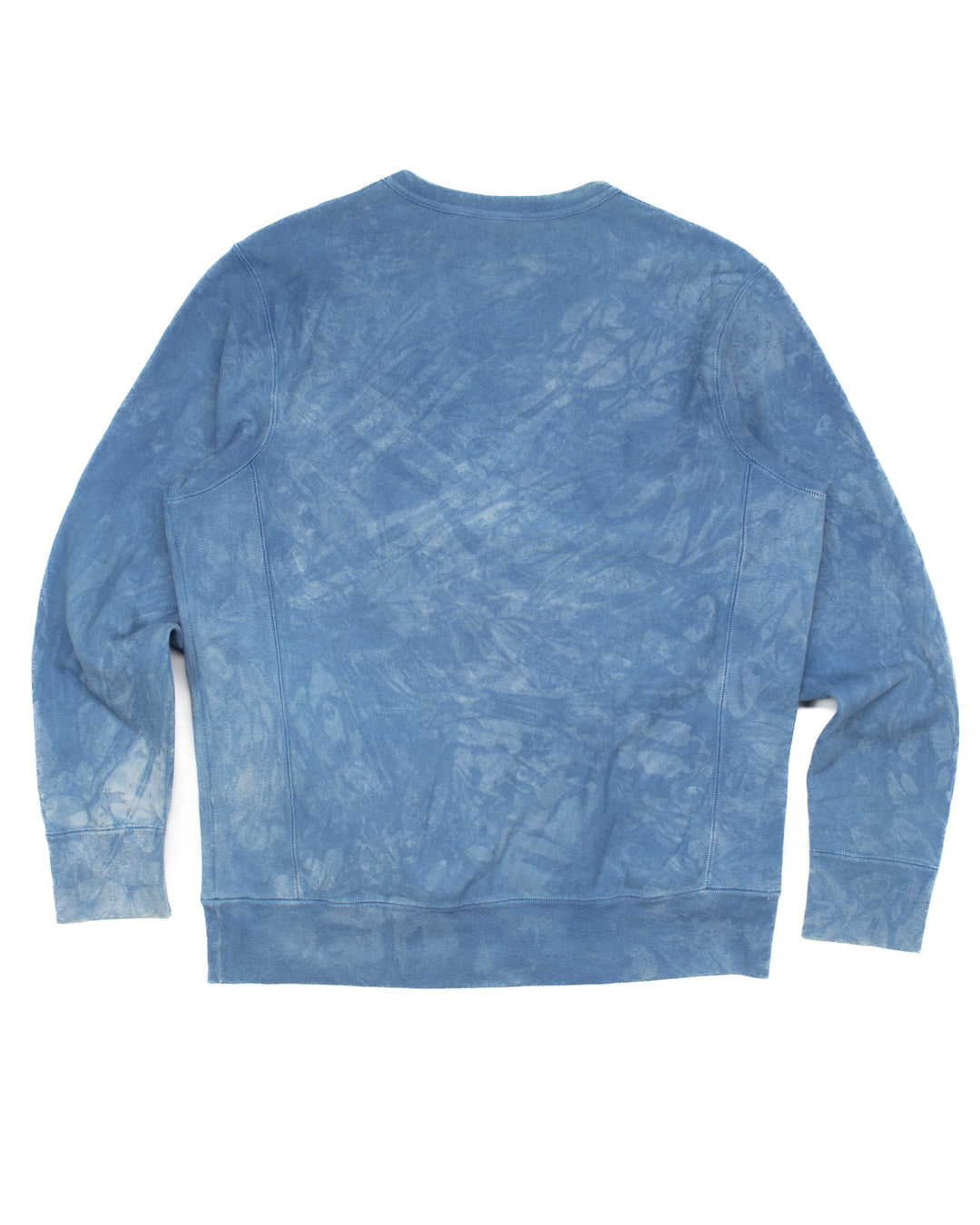 French Terry Crewneck in Natural Indigo Crumple Dye #1573