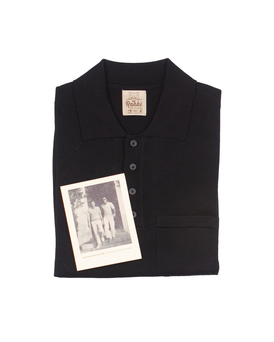 The JFK Buttoned Pocket Polo in Black