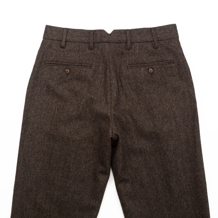 Herringbone Trousers in Brown Wool
