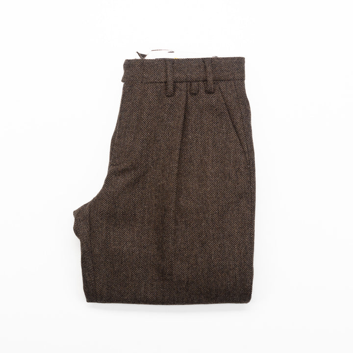 Herringbone Trousers in Brown Wool