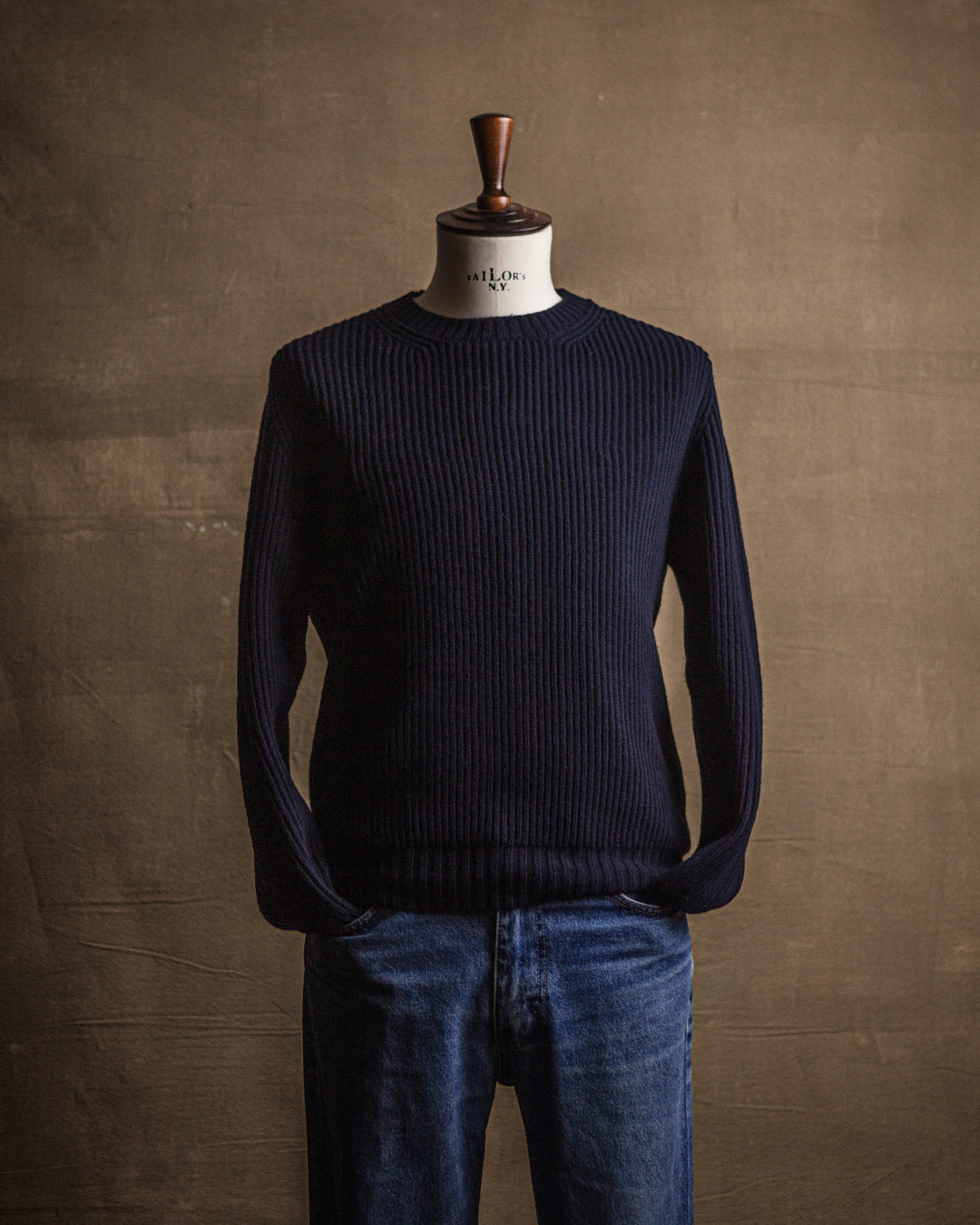Crewneck in Navy English Rib