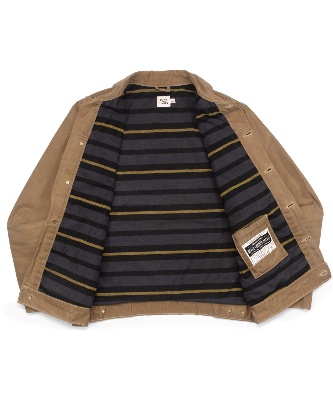 Flannel Lined Trucker Jacket Tan #1569