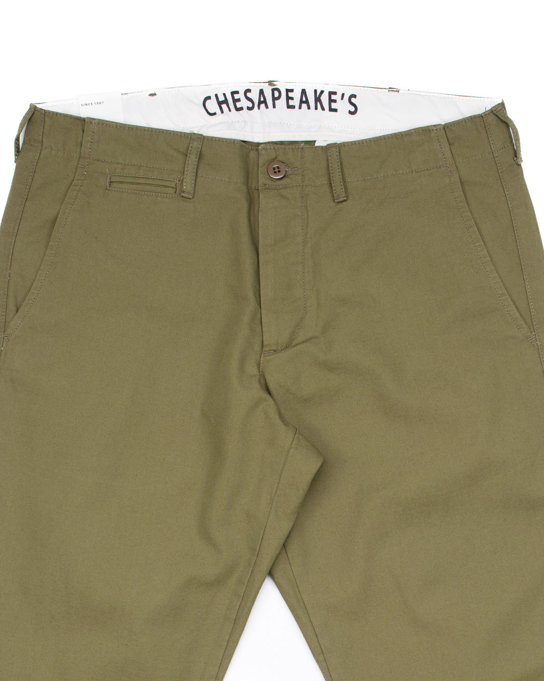 Officer Chinos in Military Green Micro Canvas