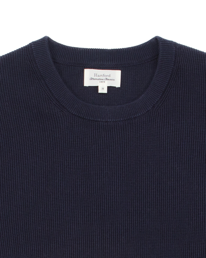 Pique Cotton Tee in Navy