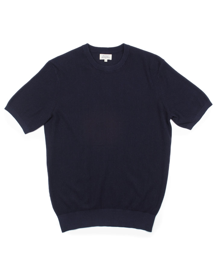 Pique Cotton Tee in Navy