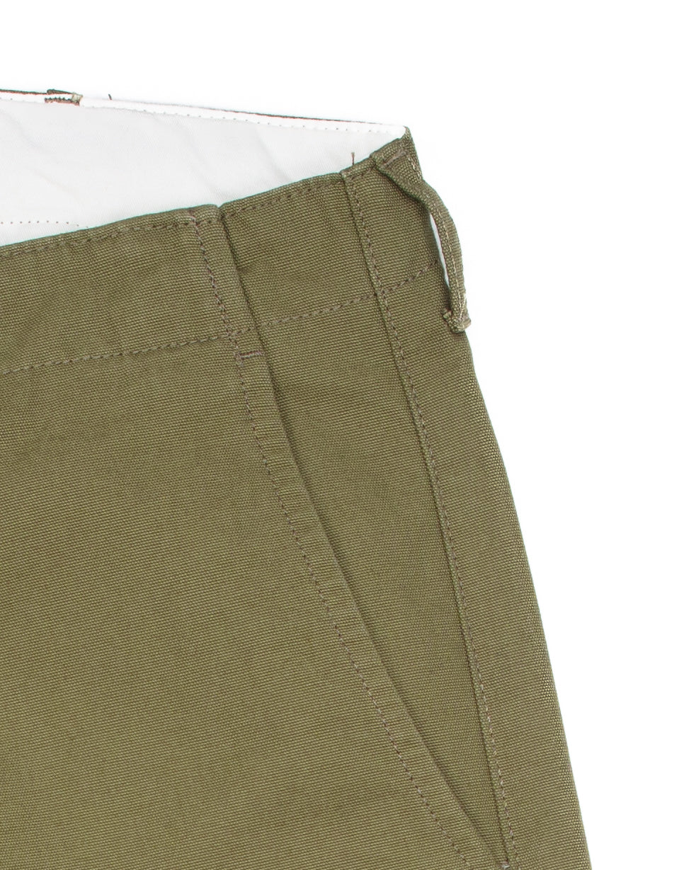 Officer Chinos in Military Green Micro Canvas