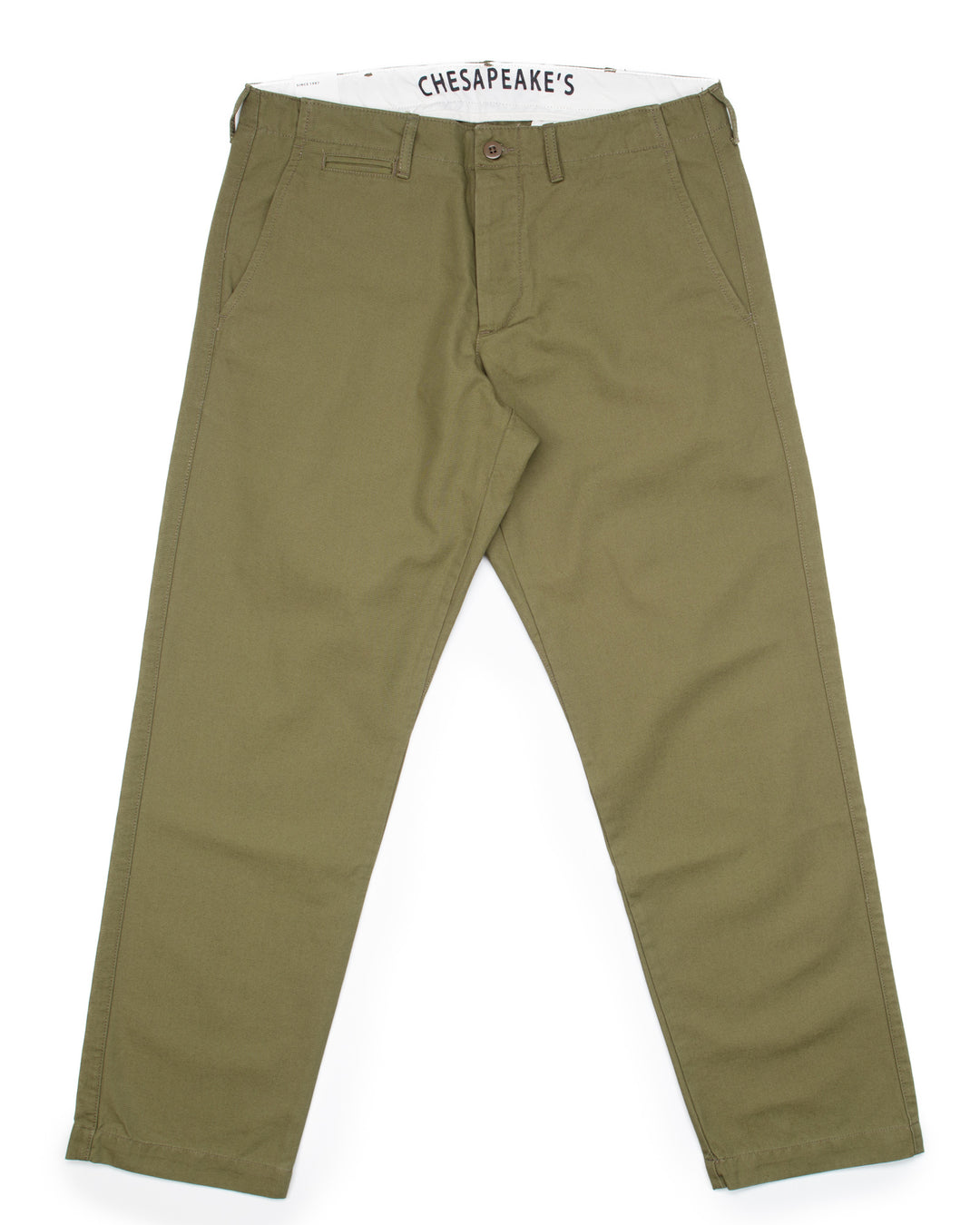 Officer Chinos in Military Green Micro Canvas