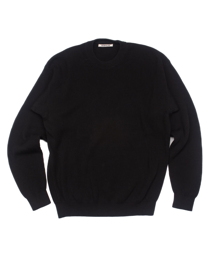 Hard Twist Rib Knit Pullover Black#1538