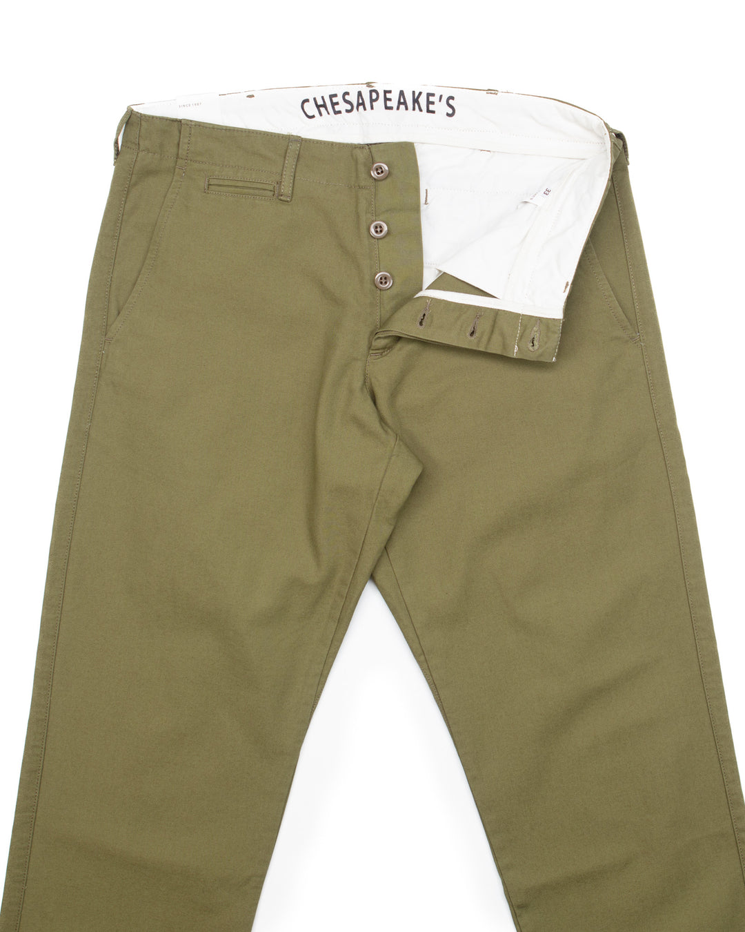 Officer Chinos in Military Green Micro Canvas