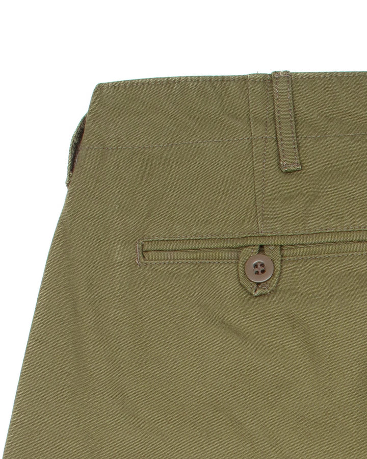 Officer Chinos in Military Green Micro Canvas