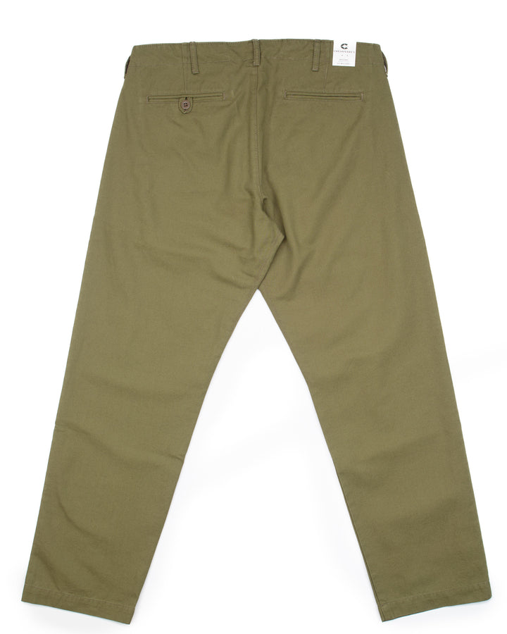 Officer Chinos in Military Green Micro Canvas