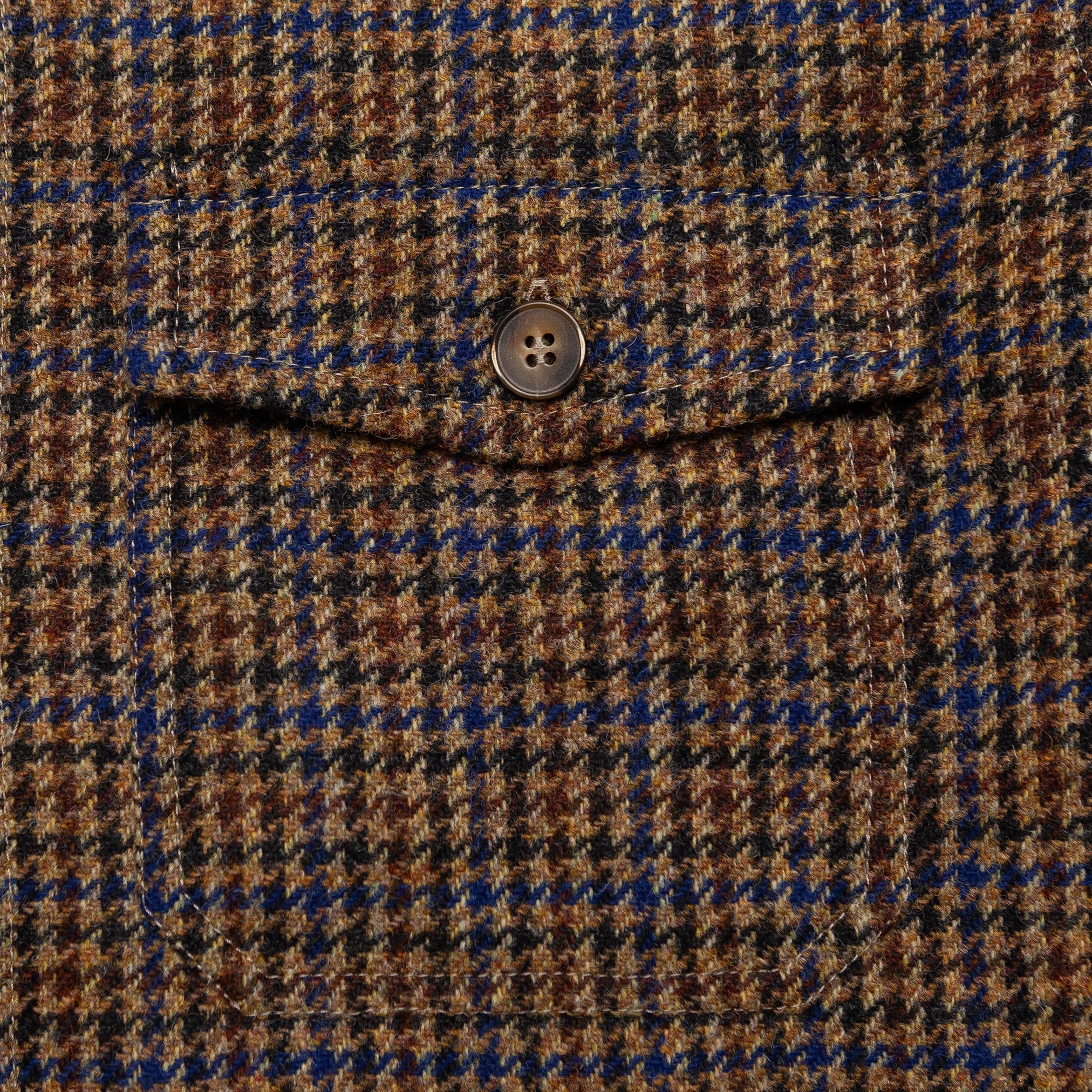 Lined Shirt Jacket in Brown & Blue Houndstooth