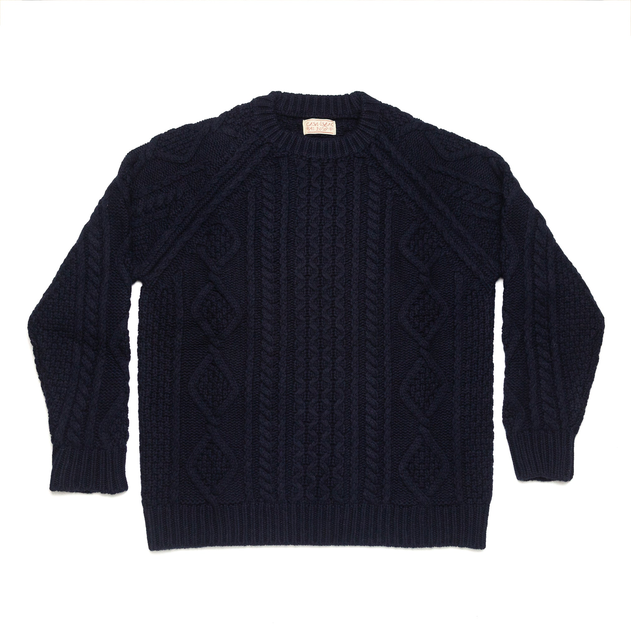 Cable Knit Fisherman Sweater in Navy — The Revive Club