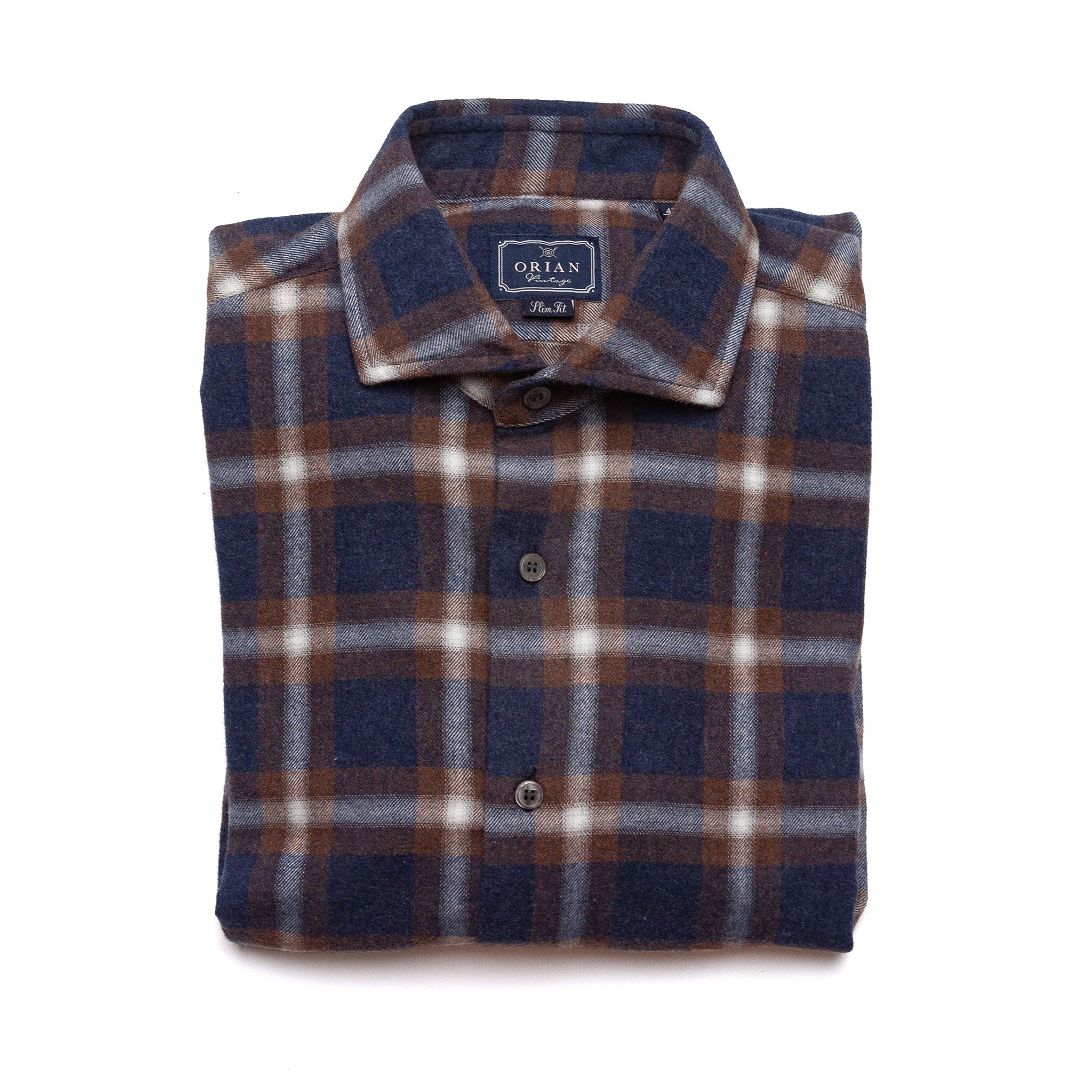 Brushed Flannel Rust & Navy Plaid Shirt