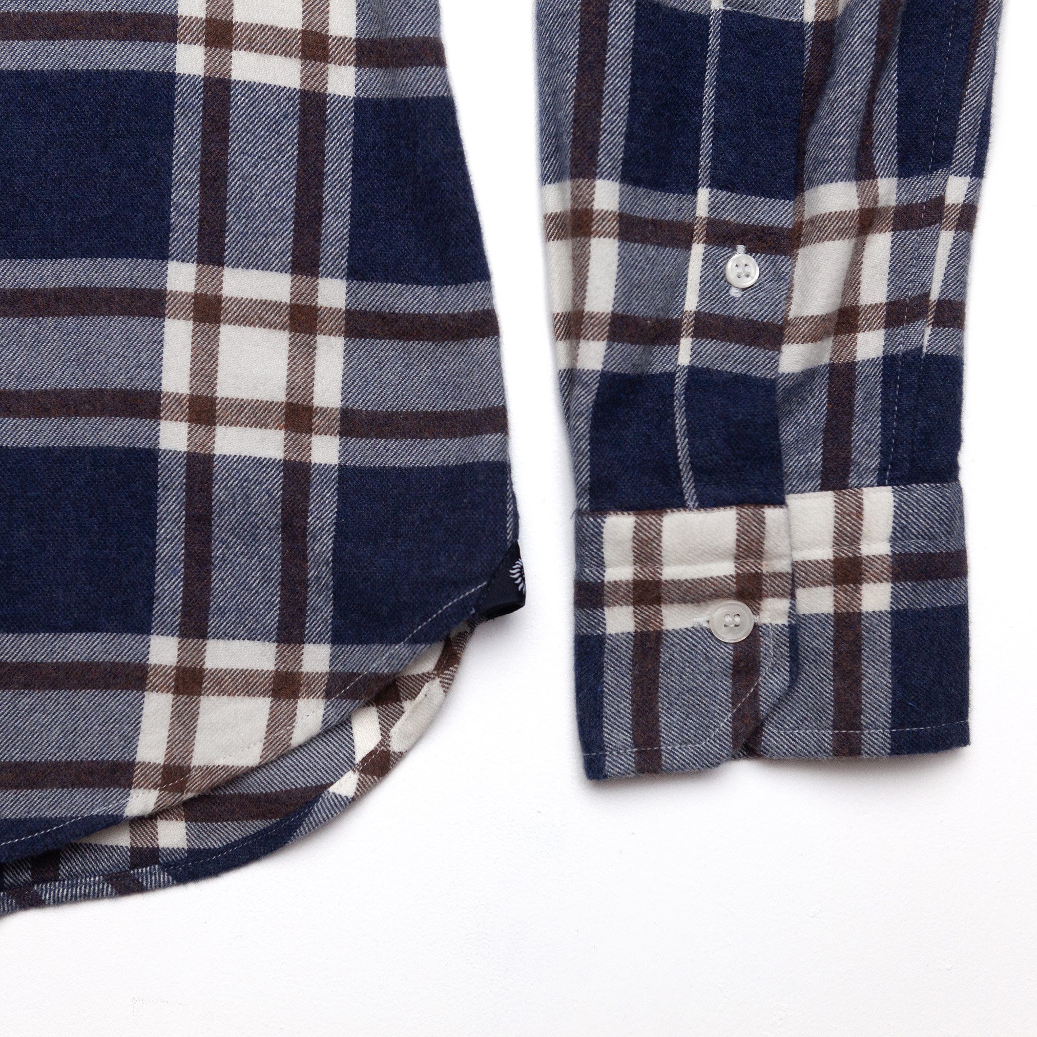 Brushed Flannel Shirt in Brown & Navy Plaid