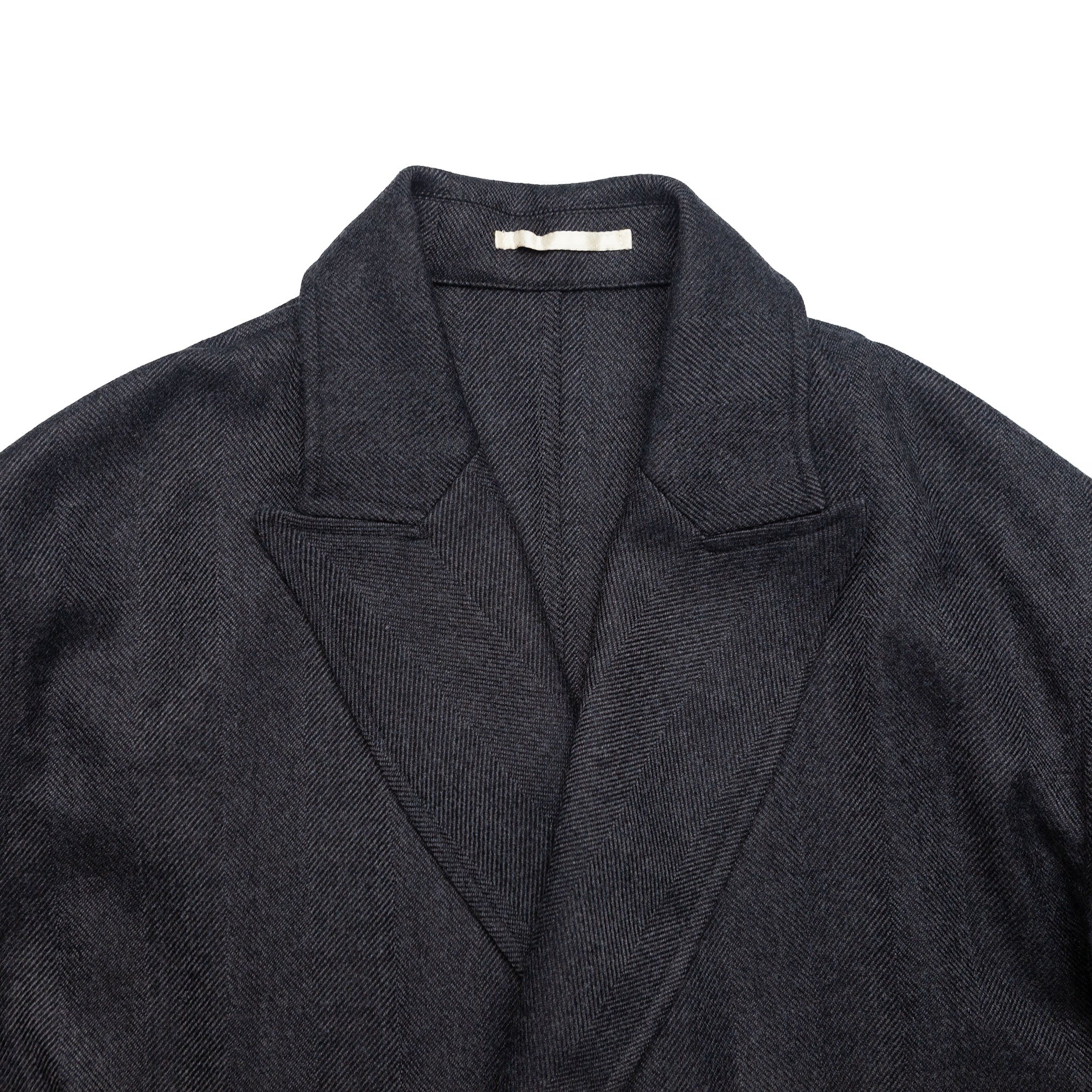 The Charles Overcoat in Charcoal Herringbone Wool