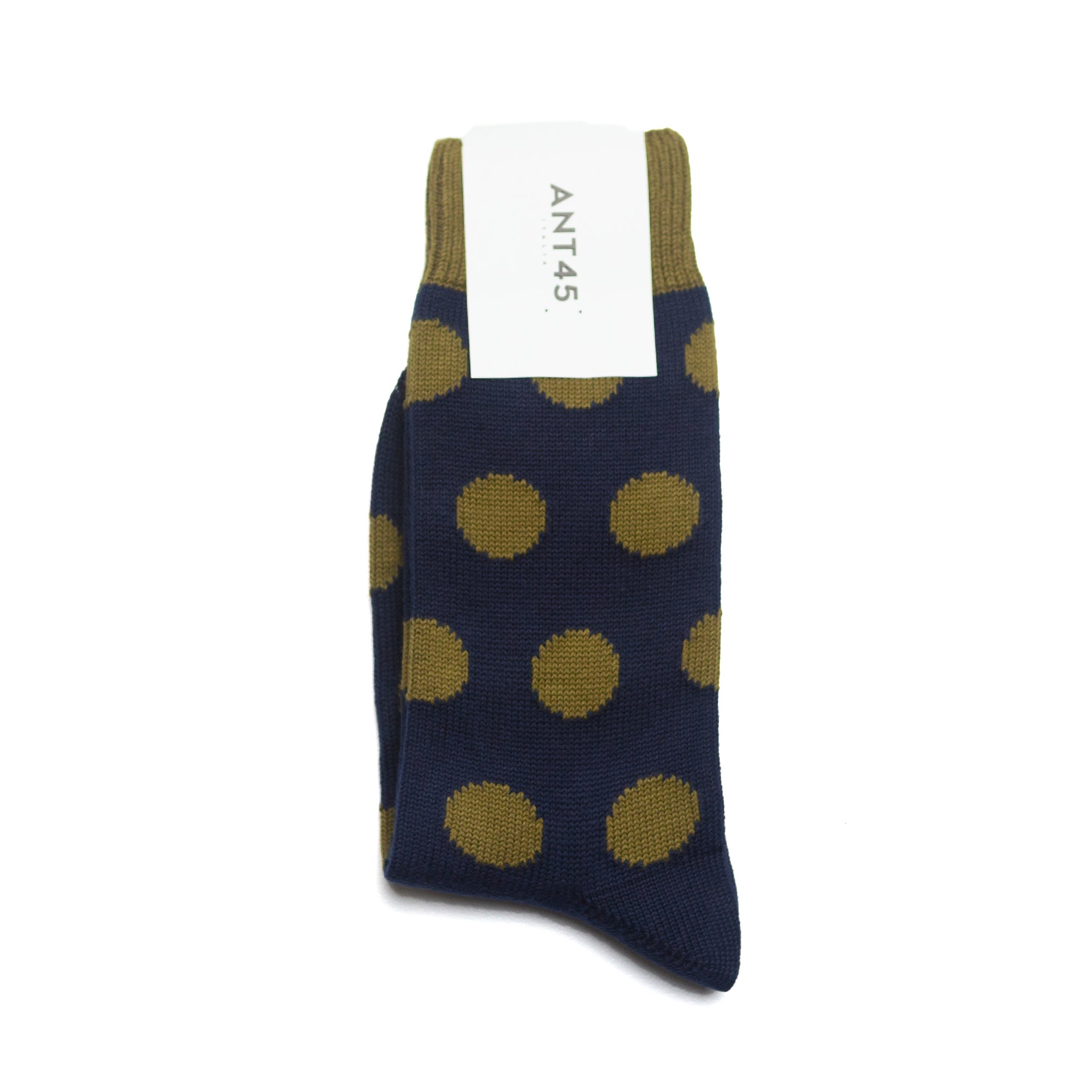 Woburn Navy Sock With Green Spots