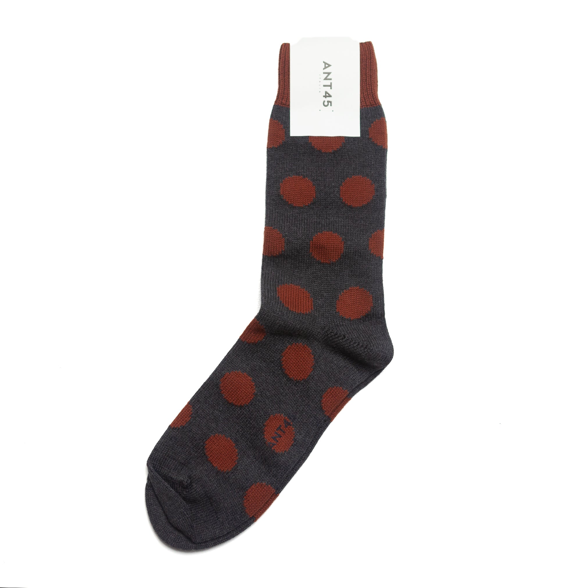 Woburn Charcoal Sock With Red Spots