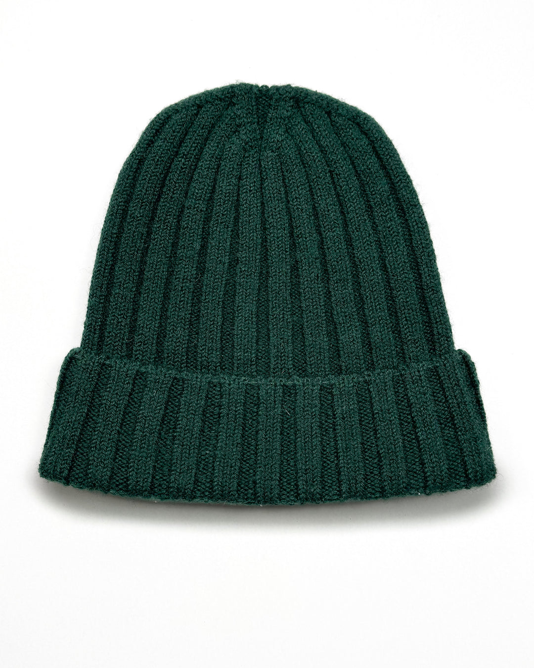 Ribbed Knit Wool Beanie in Dark Green #1759