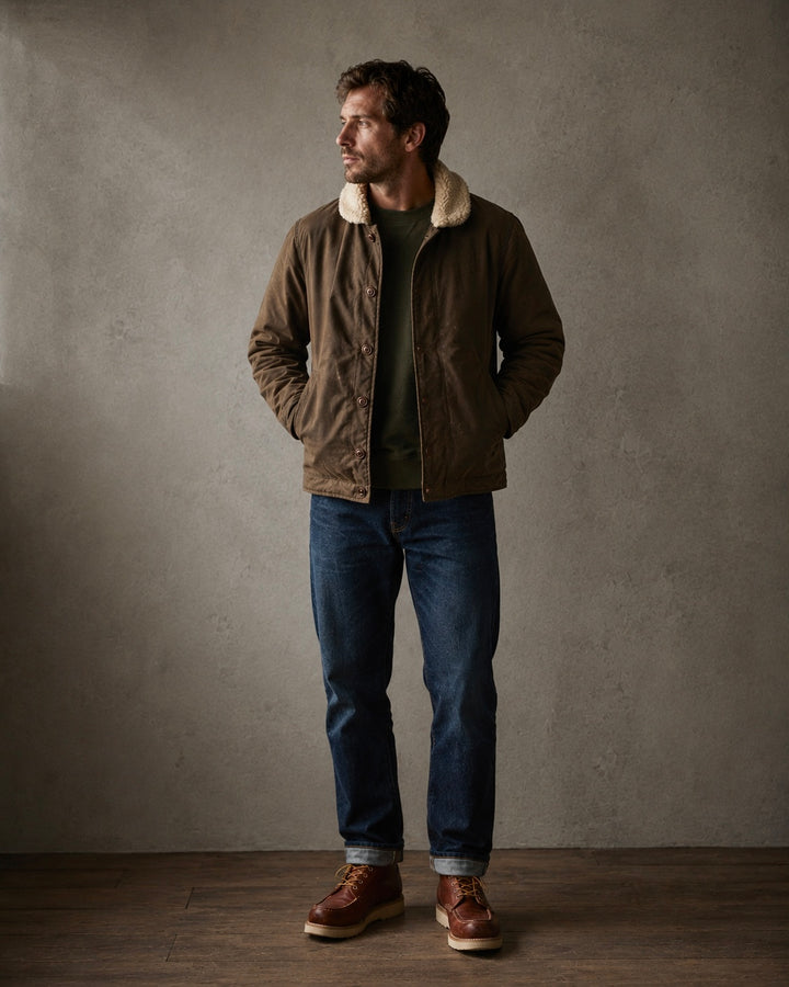 Wilson Deck Jacket in Brown Waxed Canvas