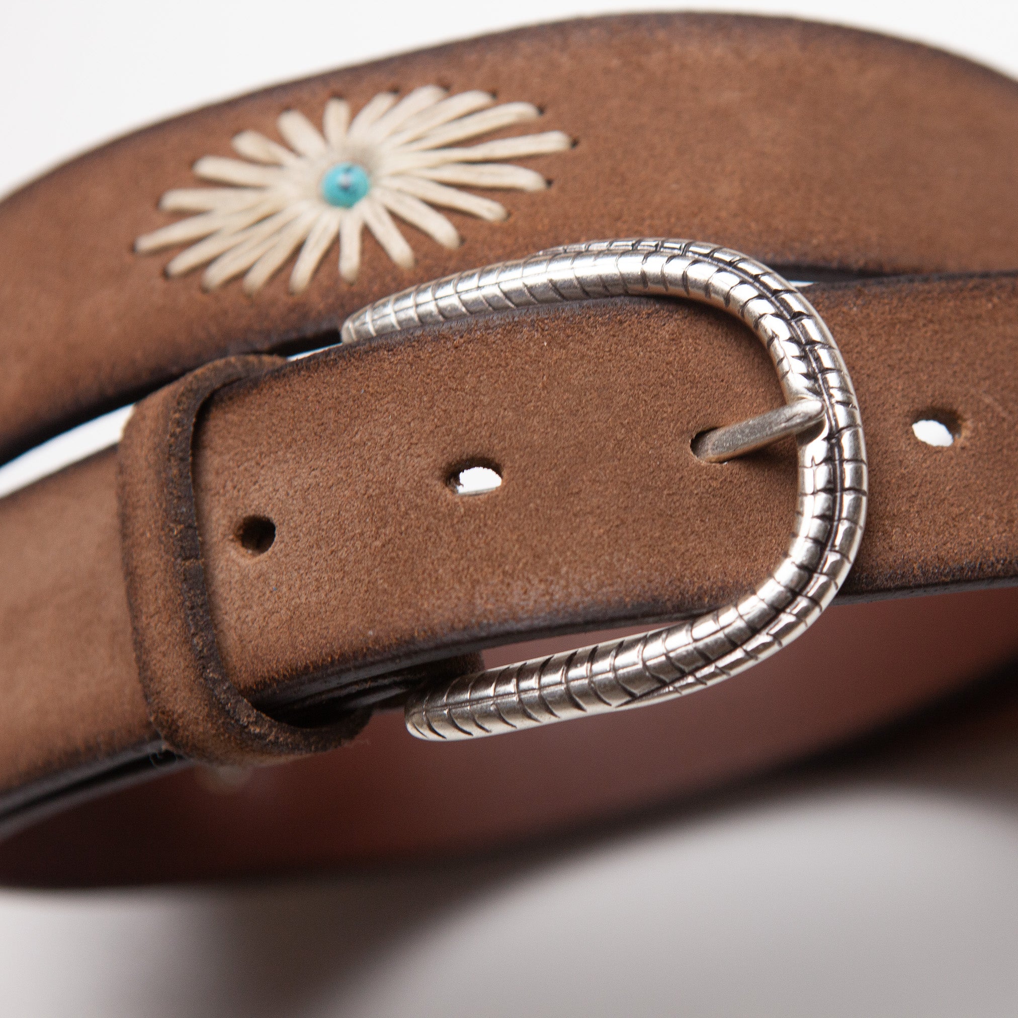 Turquoise Sun Brown Suede Belt