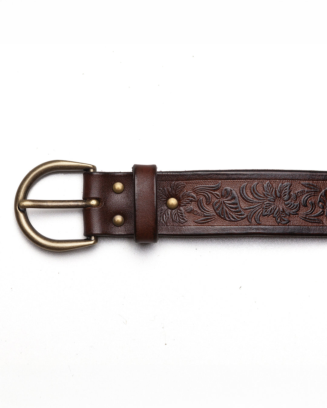 Classic Belt with Engraving in Antique Brown