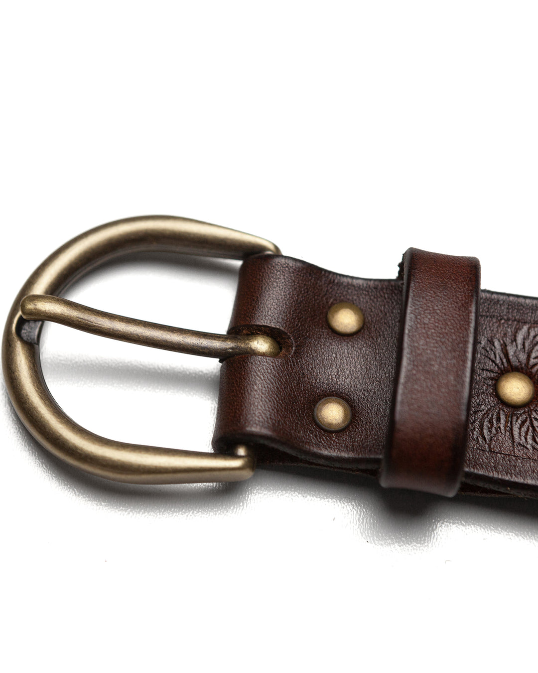 Classic Belt with Engraving in Antique Brown