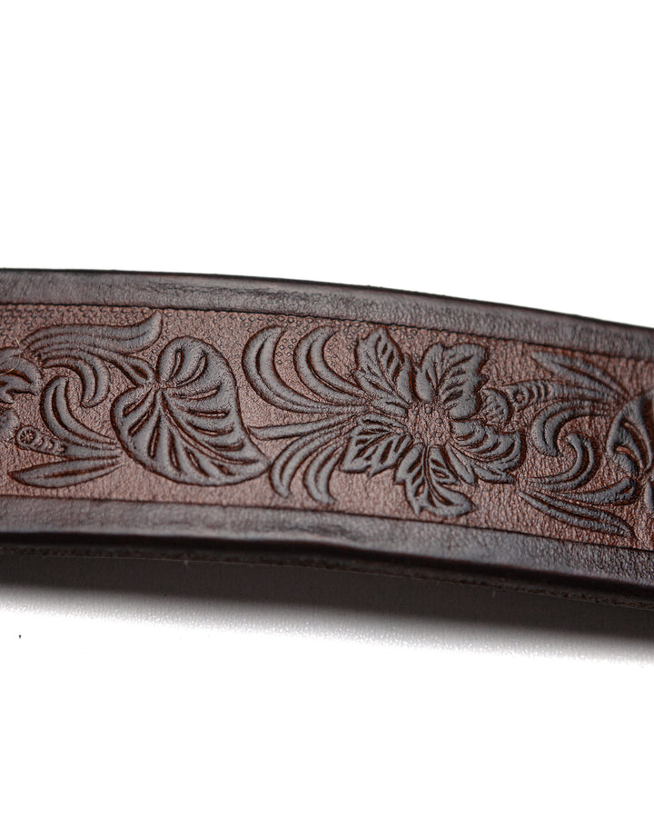 Classic Belt with Engraving in Antique Brown