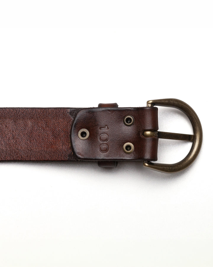 Classic Belt with Engraving in Antique Brown
