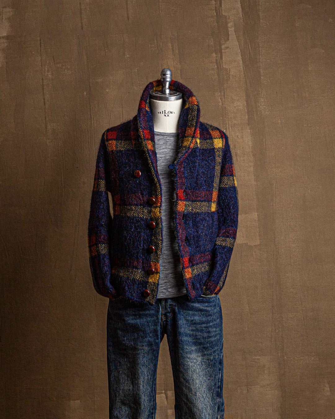 Mohair Jacket in Blue Plaid