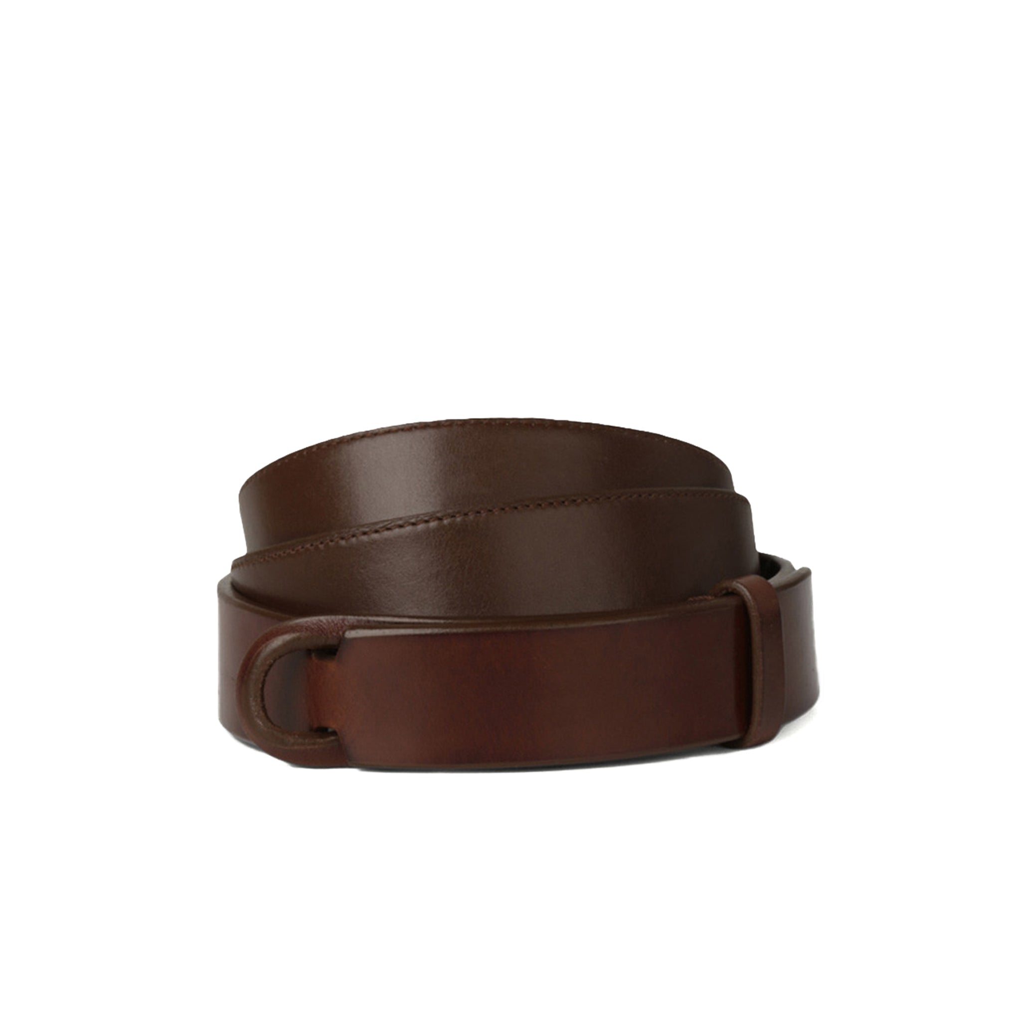 Bull Leather No-Buckle Belt in Brown