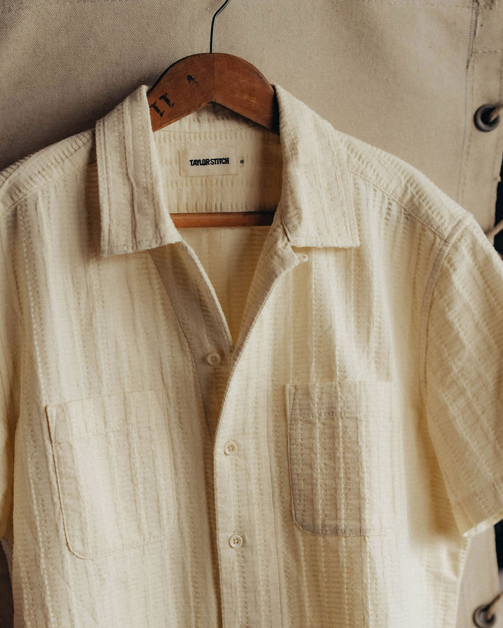 The Conrad Shirt in Vintage White Dobby Stripe