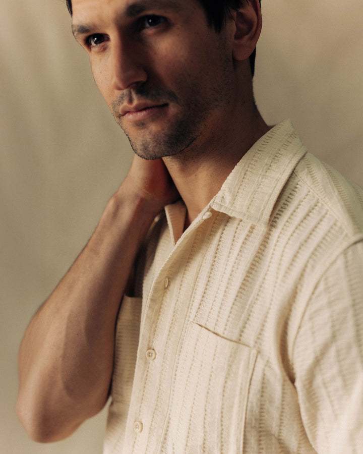 The Conrad Shirt in Vintage White Dobby Stripe