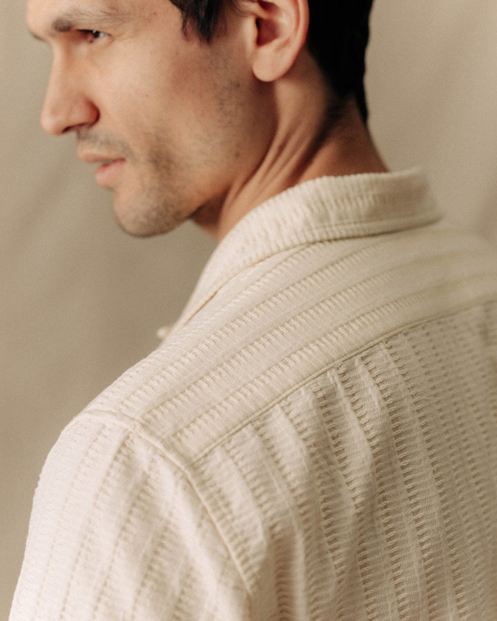 The Conrad Shirt in Vintage White Dobby Stripe