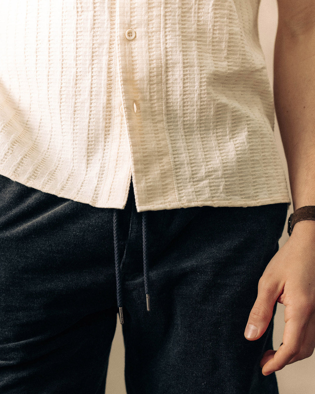 The Conrad Shirt in Vintage White Dobby Stripe
