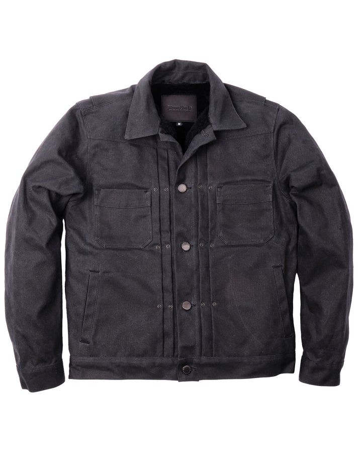 Alpaca Lined Waxed Riders Jacket - Black
