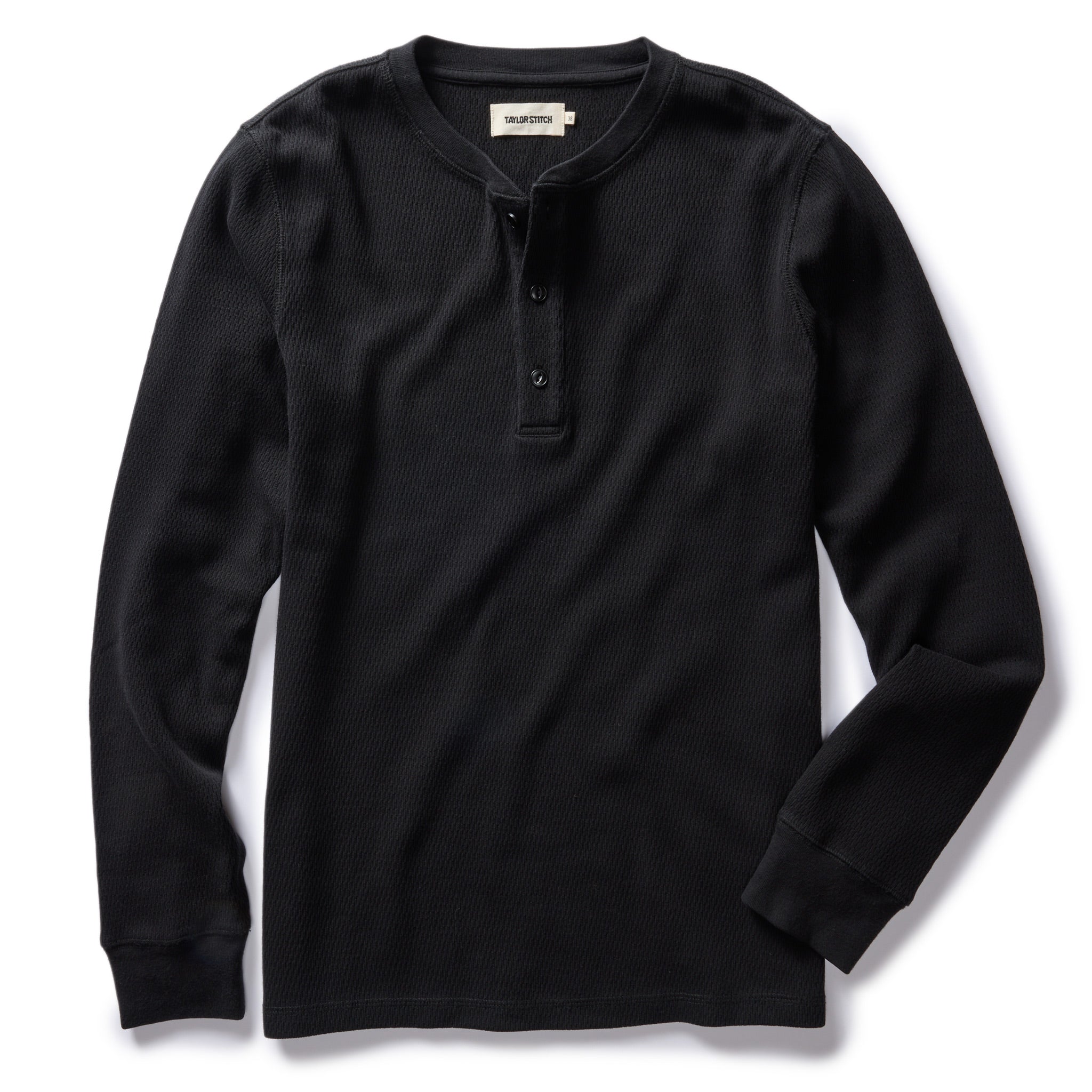 The Organic Cotton Waffle Henley in Coal — The Revive Club