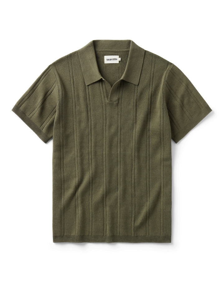 The Valencia Sweater Polo in Heather Cilantro Rib