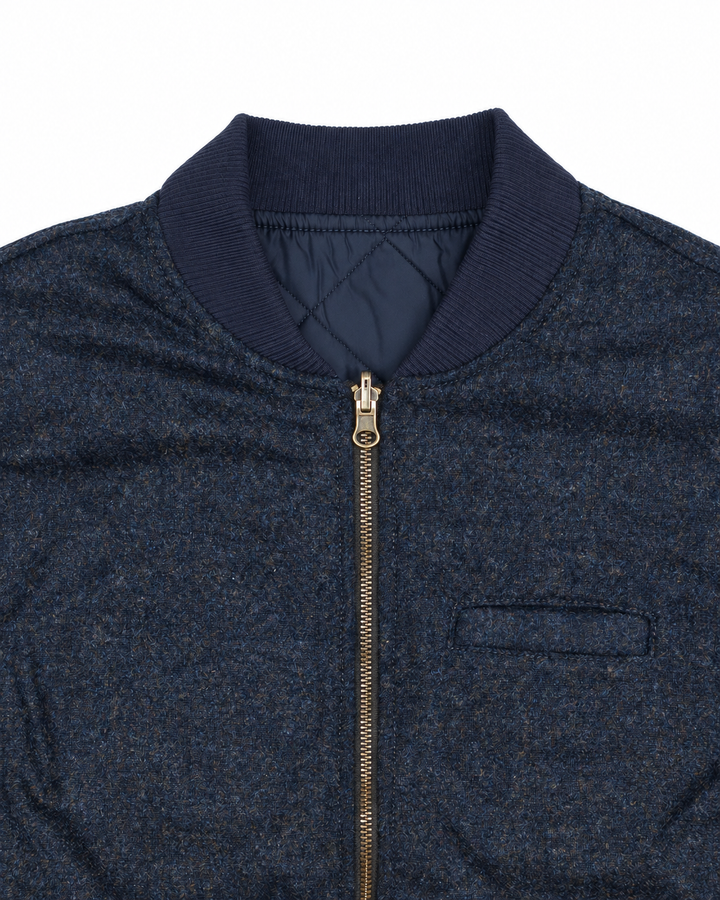 The Owl Reversible Vest in Navy Donegal