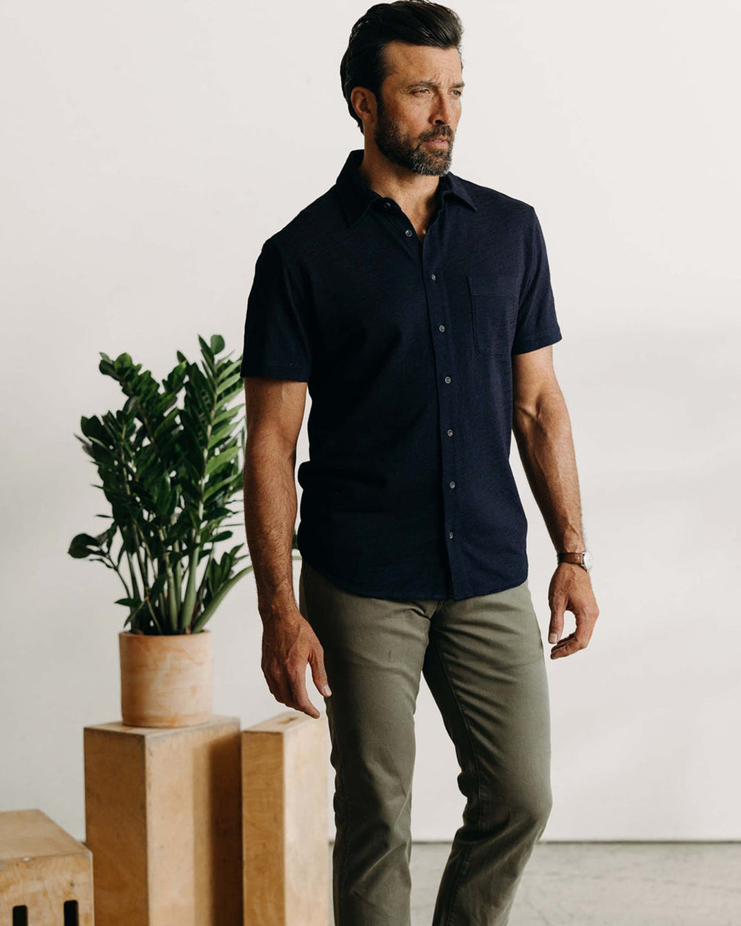 The Short Sleeve California in Rinsed Indigo Slub
