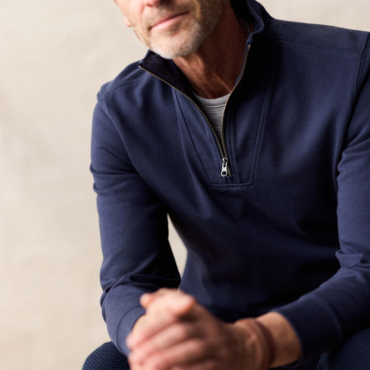The Rugby Quarter Zip in Faded Navy