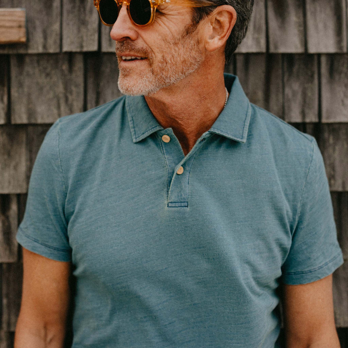 The Organic Cotton Polo in Washed Indigo