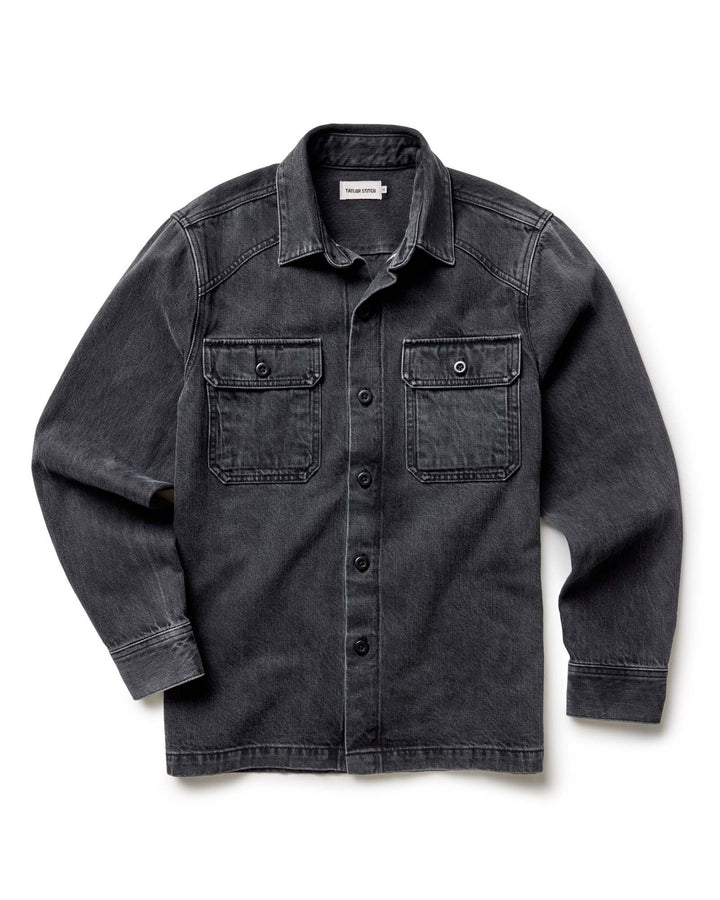 The Shop Shirt in Washed Black Organic Slub Selvedge
